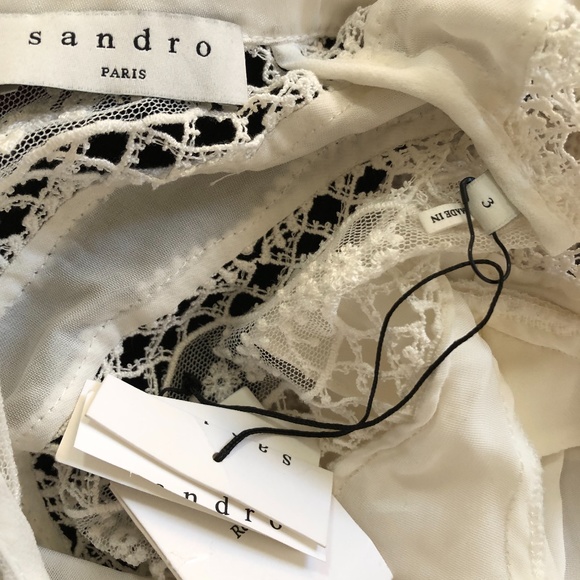 ❌SOLD❌Sandro high neck ruffle lace inset top - Picture 10 of 14